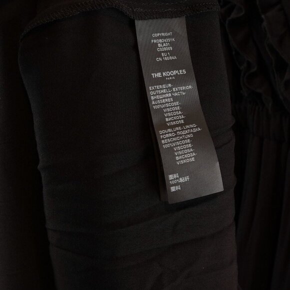 The Kooples Black Maxi Dress Ruffled Short Sleeve Dress - S - NWT - Picture 9 of 9